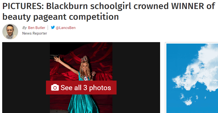Miss Junior Teen Great Britain, Eddison Holmes-Dennett, made her local headlines!
