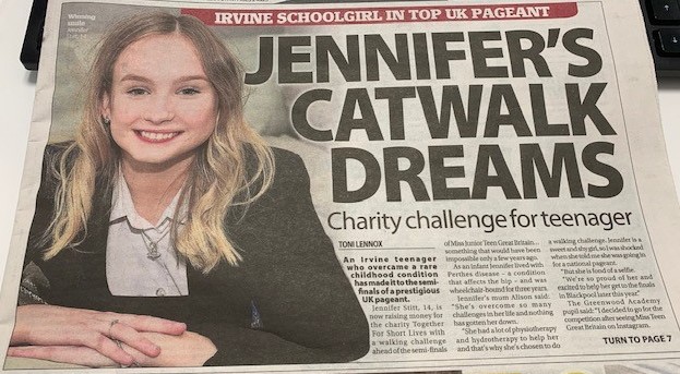 Miss Junior Teen Ayrshire, Jennifer, made her local headlines!