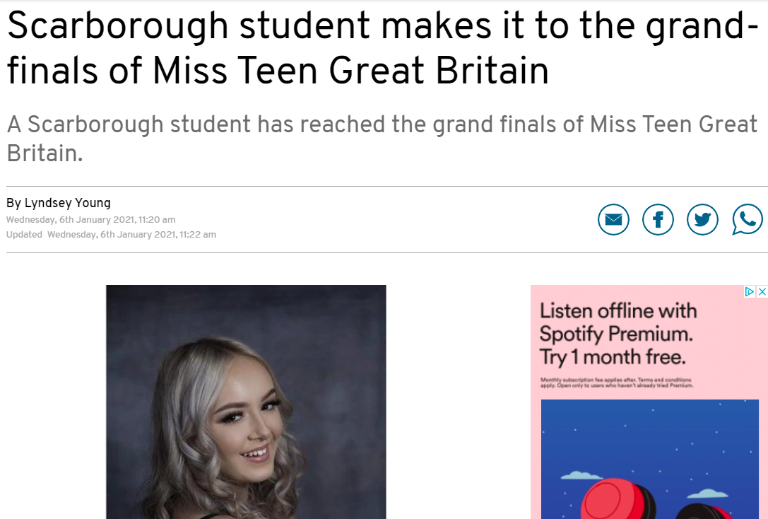 Miss Teen Great Britain Finalist